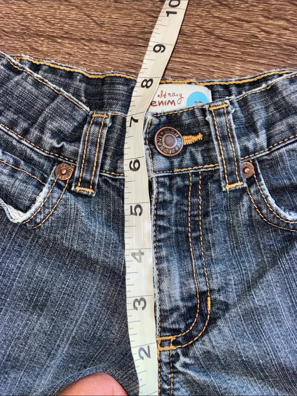 Pre Owned Old Navy Kids Dark Wash Distressed Jeans 3T